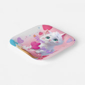 Leuke Leuke Witte Kitten Cupcake Girly Verjaardags Papieren Bordje (Gebogen)
