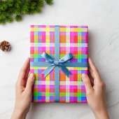 Leuke Levendige Regenboog Gekleurde Vierkantjes In Cadeaupapier