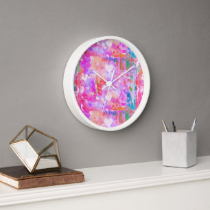 Leuke Levendige Roze/Blauwgroen/Witte Abstracte Wa