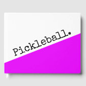 Leuke levendige roze schuine wig retro pickleball  gastenboek (Voorkant)