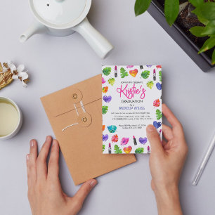 Leuke levendige Waterverf Lipsticks Graduation Par Briefkaart