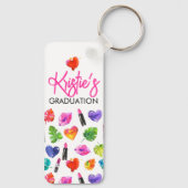 Leuke levendige Waterverf Lipsticks Graduation Par Sleutelhanger (Achterkant)