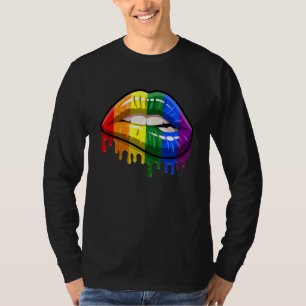 Leuke LGBT Rainbow Flag Kiss LGBT Lippen Lesbisch T-shirt