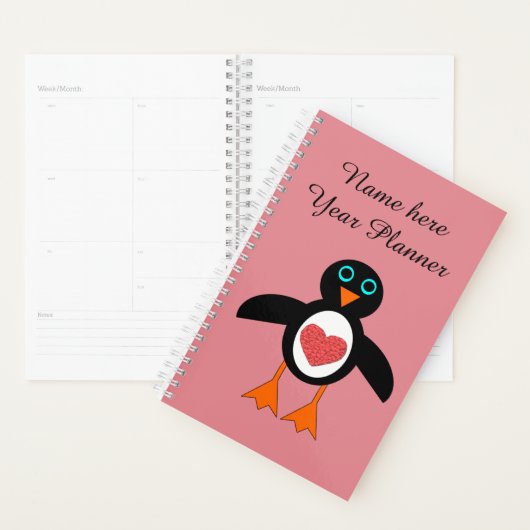 Leuke Liefde Hart Penguin Custom Planner (Display)