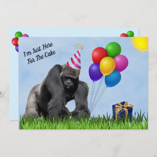 Leuke liefdevolle Gorilla Verjaardag Flat Kaart (Voorkant / Achterkant)