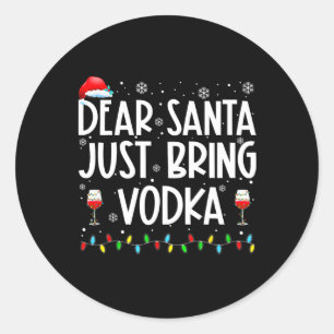 Leuke lieve kerstman breng gewoon wodka kerstpyjam ronde sticker