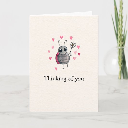 Leuke Lieveheersbeestje en Daisy Thinking van u Kaart (Voorkant)