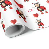 Leuke lieveheersbeestjes op wit cadeaupapier (Rol Hoek)