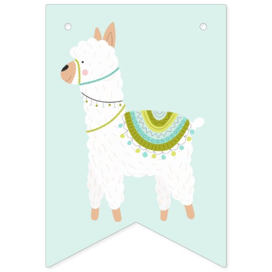 Leuke Llama Baby Kids Verjaardag Aqua bunting bann Vlaggetjes (Eerste vlag)