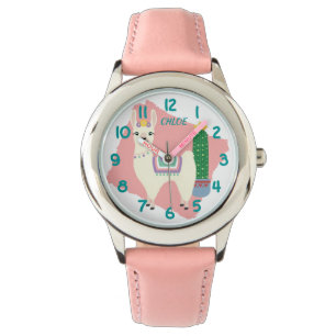 Leuke Llama Roze en Blauwgroen Horloge