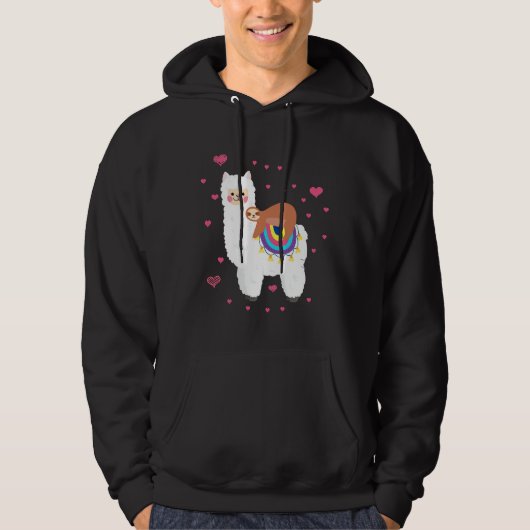 Leuke Llama Sloth Beste Vrienden Gelukkig Hoodie (Voorkant)
