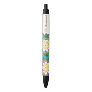 Leuke Lotus Bloemen Gepersonaliseerde Naam Zwarte Inkt Pen