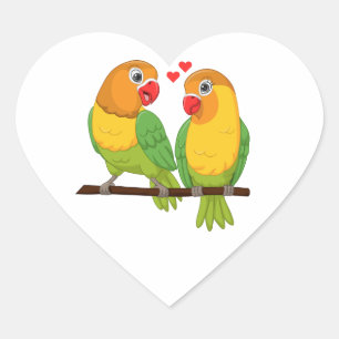 Leuke Lovebird Geel Groen Tortelduifjes Bruiloft Hart Sticker