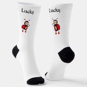 Leuke Lucky Red Ladybug op witte Sokken