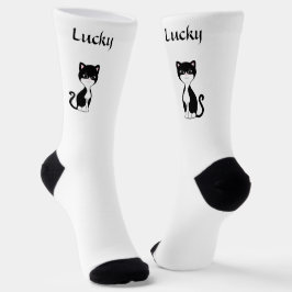Leuke Lucky Tuxedo Kat op Witte Sokken