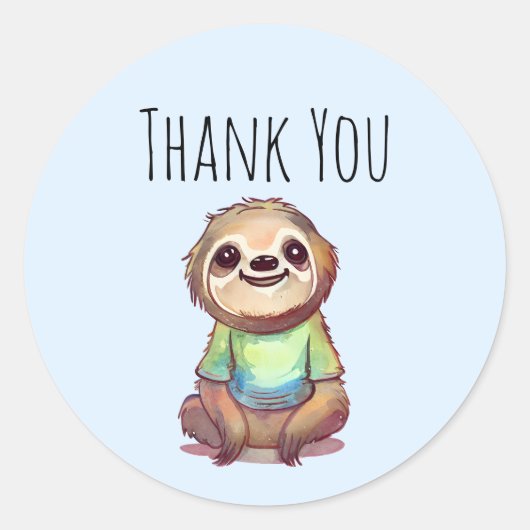 Leuke luiaard die een Shirt draagt Dank u Ronde Sticker (Voorkant)