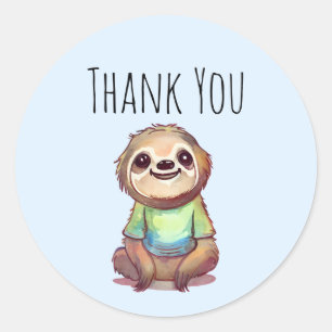 Leuke luiaard die een Shirt draagt Dank u Ronde Sticker