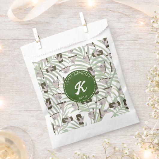 Leuke luiaard dier patroon in wild bos verjaardag bedankzakje (Geknipt)