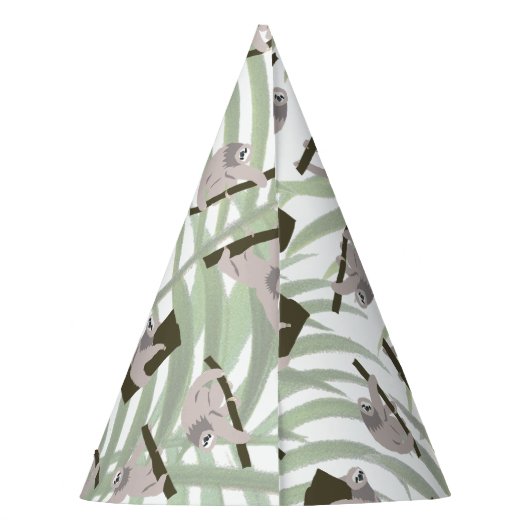 Leuke luiaard dier patroon in wild bos verjaardag feesthoedjes (Achterkant)