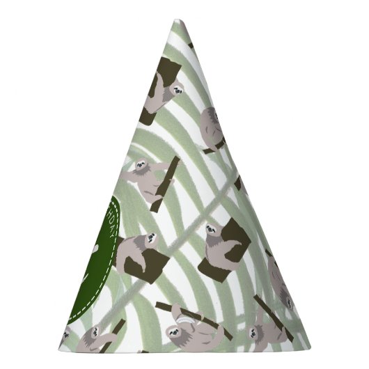 Leuke luiaard dier patroon in wild bos verjaardag feesthoedjes (Rechts)