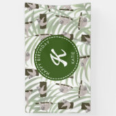 Leuke luiaard dier patroon in wild bos verjaardag spandoek (Verticaal)