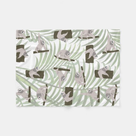 Leuke luiaard dierlijk patroon in wild bos fleece deken (Voorkant (Horizontaal))