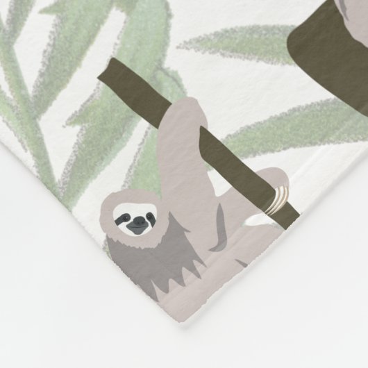 Leuke luiaard dierlijk patroon in wild bos fleece deken (Hoek)