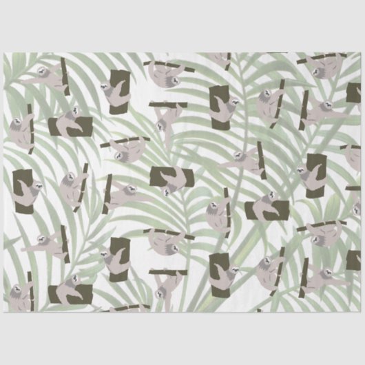 Leuke luiaard dierlijk patroon in wild bos tissuepapier (Voorkant)