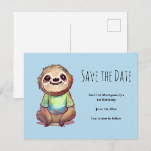 Leuke luiaard Dragen van een Shirt Save the Date Uitnodiging Briefkaart