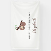 Leuke luiaard Eerste Verjaardag Schattig Dier Mini Spandoek (Verticaal)