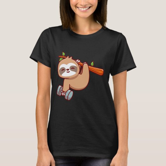 Leuke luiaard Holding Dumbbell T-shirt (Voorkant)