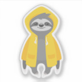 Leuke luiaard met een regenjas sticker (Voorkant)