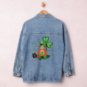 Leuke luiaard Shamrock C Lazy St Patricks Dag Denim Jacket (Hangar)