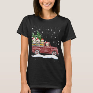 Leuke luiaards met rode truck grappige kerst t-shirt