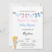 Leuke Luier en Wipes Baby shower Invitation Kaart (Voorkant)