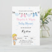 Leuke Luier en Wipes Baby shower Invitation Kaart (Staand voorkant)