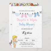 Leuke Luier en Wipes Baby shower Invitation Kaart (Voorkant / Achterkant)