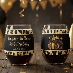 Leuke Luipaard Verjaardag Koningin Dertig Verjaard Wijnglas Zonder Voet