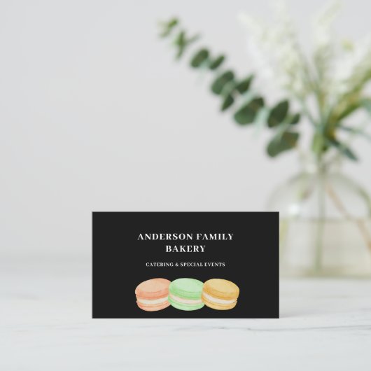 Leuke Macarons Bakkerij QR Code Visitekaartje (Staand voorkant)