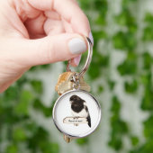 Leuke Magpie Bird met aangepaste naam of tekst Sleutelhanger (Hand)