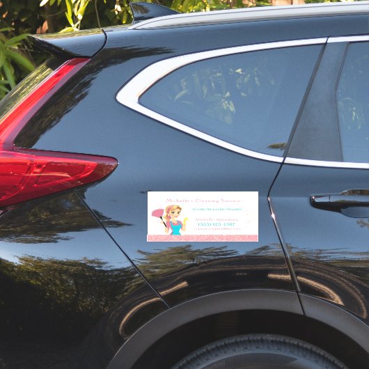 Leuke Maid House Roze Glitter Schoonmaak Service Sticker (Auto Zijkant)