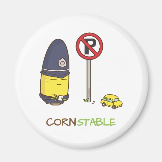 Leuke maïs constable verkeer politie amusante woor magneet (Voorkant)