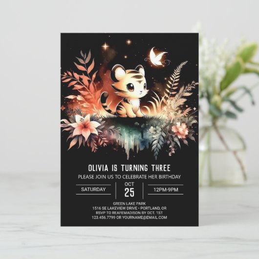 Leuke Majestic Tiger Verjaardag Kaart (Staand voorkant)