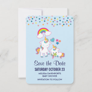 Leuke Mama & Baby Eenhoorn Magisch Geïllustreerd Save The Date