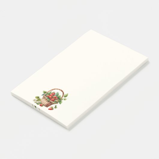 Leuke mand vol aardbeien post-it® notes (Schuin)