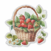 Leuke mand vol aardbeien sticker (Voorkant)