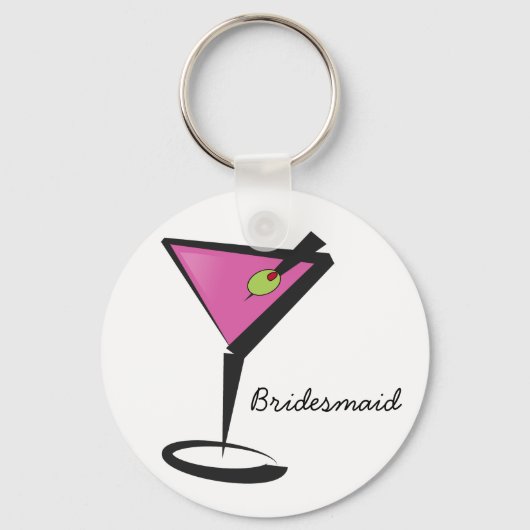 leuke martini hot roze sleutelhanger (Voorkant)
