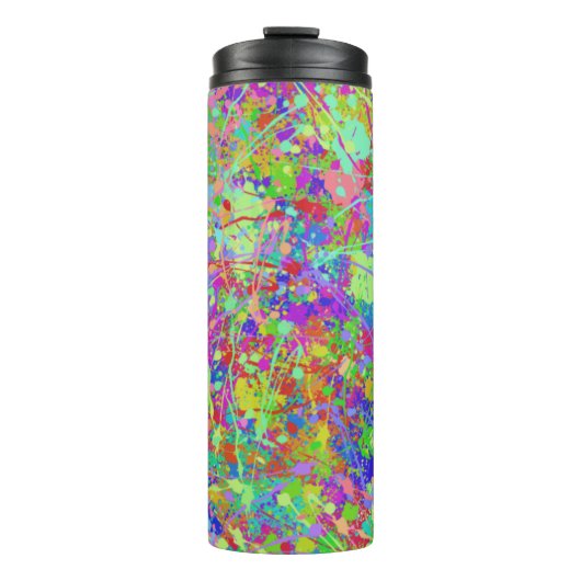 Leuke meerkleurige verfspatten thermosbeker (Voorkant)