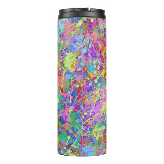 Leuke meerkleurige verfspatten thermosbeker (Achterkant)