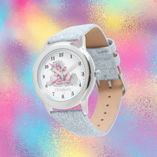 leuke meisjes fantasie unicorn voegt naam toe horloge